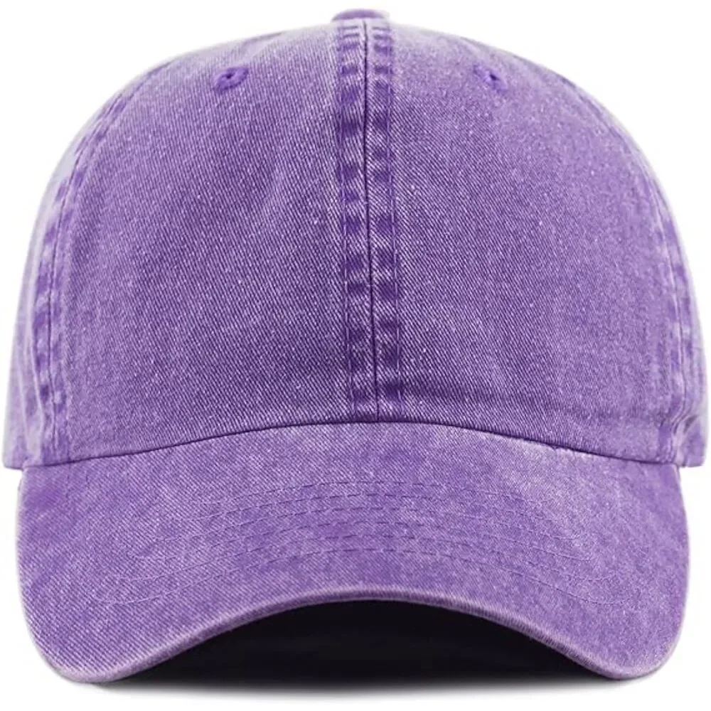 Unisex Purple 100% Cotton Pigment Adjustable Size Classic Baseball Six Panel Cap
